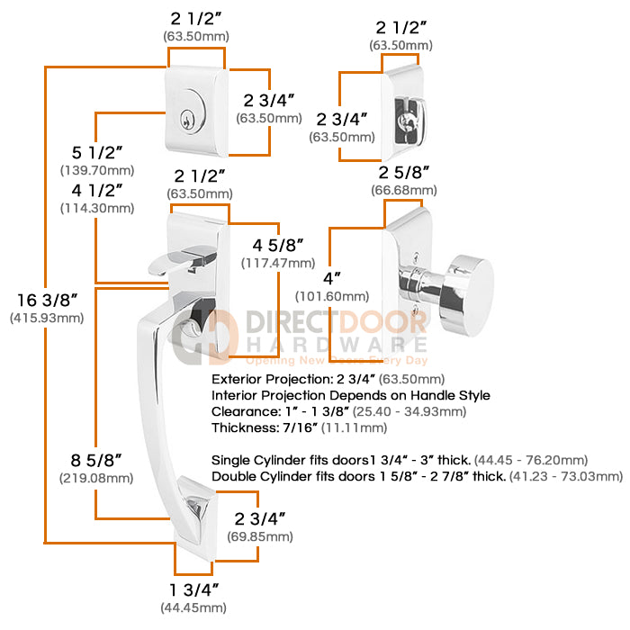 Emtek Ares Handleset Measurements