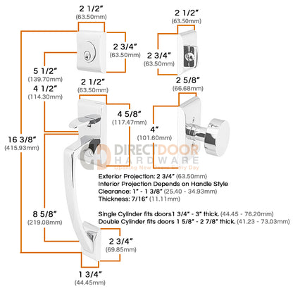 Emtek Ares Handleset Measurements