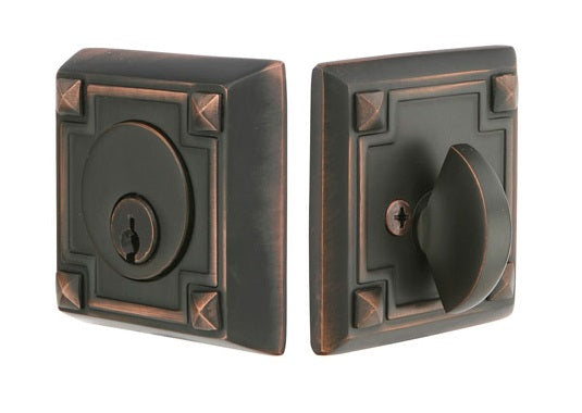 Emtek Arts & Crafts Style Deadbolt - Oil Rubbed Bronze