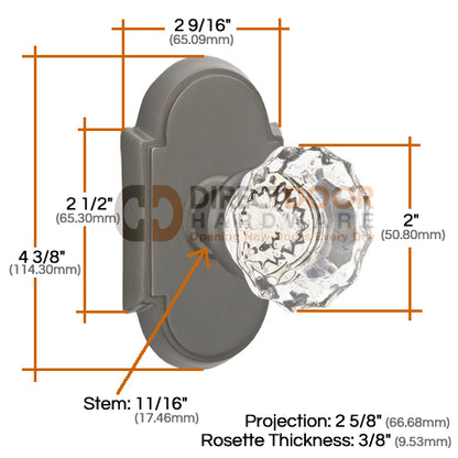 Emtek Astoria Clear Knob with Style 8 Rosette