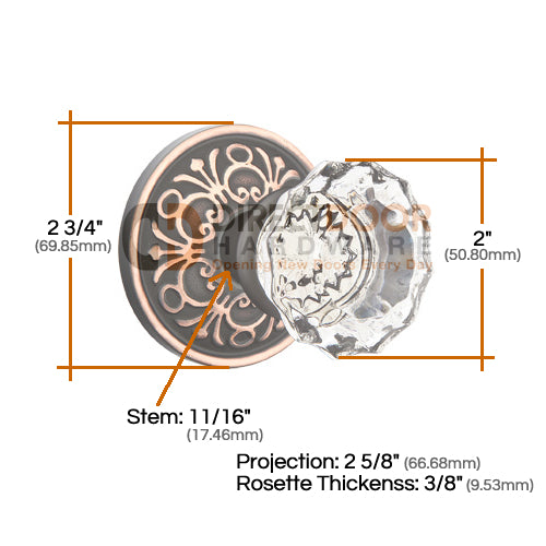 Emtek Astoria Clear Knob with Lancaster Rosette