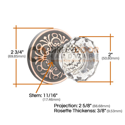 Emtek Astoria Clear Knob with Lancaster Rosette
