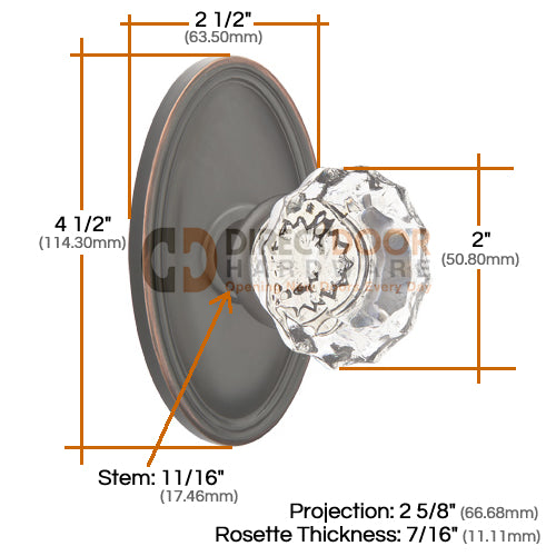 Emtek Astoria Clear Knob with Oval Rosette