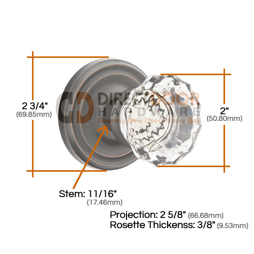 Emtek Astoria Clear Knob with Regular Rosette
