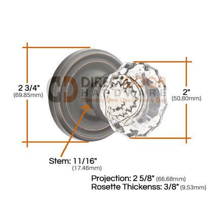 Emtek Astoria Clear Knob with Regular Rosette