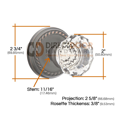 Emtek Astoria Clear Knob with Ribbon & Reed Rosette