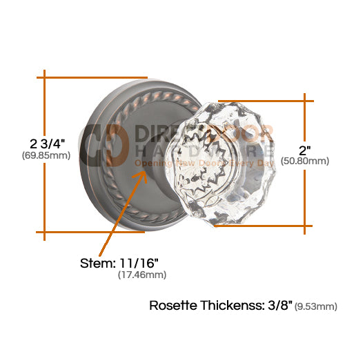 Emtek Astoria Clear Knob with Rope Rosette