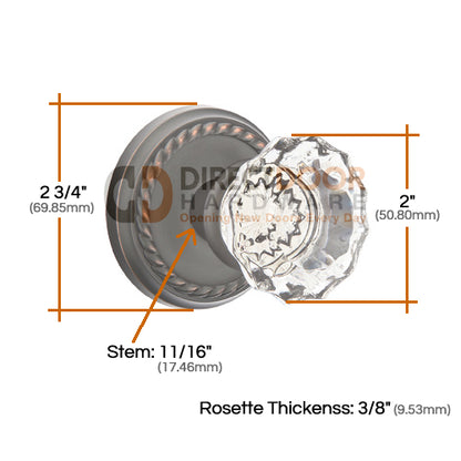Emtek Astoria Clear Knob with Rope Rosette