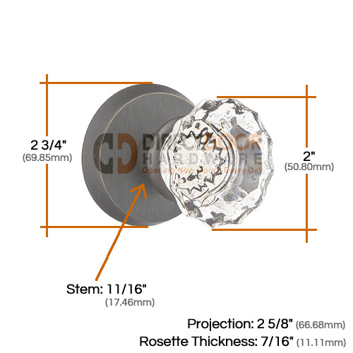 Emtek Astoria Clear Knob with Sandcast Style 2 Rosette