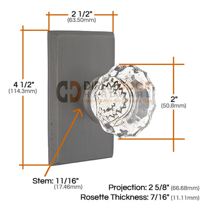 Emtek Astoria Clear Knob with Sandcast Style 3 Rosette