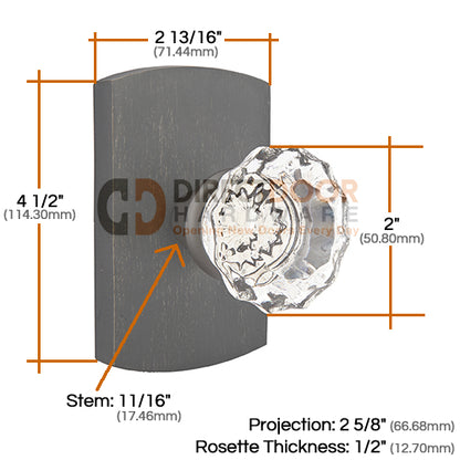 Emtek Astoria Clear Knob with Sandcast Style 4 Rosette