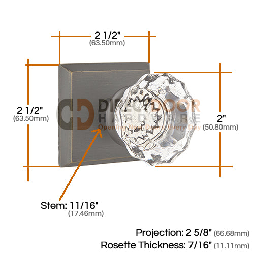 Emtek Astoria Clear Knob with Sandcast Style 6 Rosette