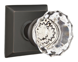 Emtek Astoria Clear Knob With Quincy Rosette Flat Black 