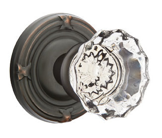 Emtek Astoria Clear Knob With Ribbon and Reed Rosette Oil Rubbed Bronze