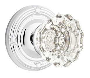 Emtek Astoria Clear Knob With Ribbon and Reed Rosette Polished Chrome