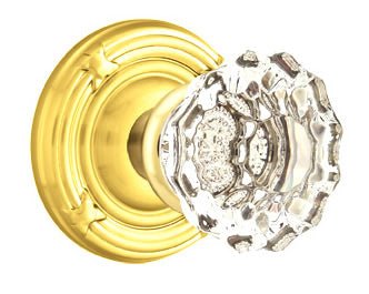 Emtek Astoria Clear Knob With Ribbon and Reed Rosette