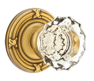 Emtek Astoria Clear Knob With Ribbon and Reed Rosette French Antique 