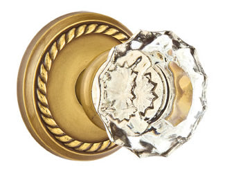 Emtek Astoria Clear Crystal Knob with Rope Rosette - French Antique