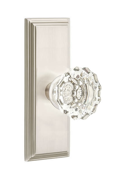 Emtek Astoria Crystal Knob with 7 Inch Wilshire Sideplate