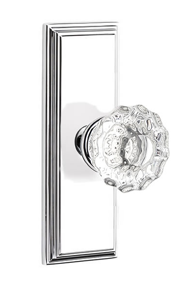 Emtek Astoria Crystal Knob with 7 Inch Wilshire Sideplate