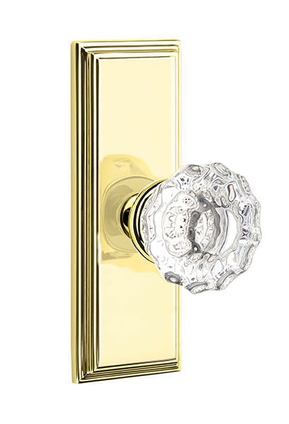 Emtek Astoria Crystal Knob with 7 Inch Wilshire Sideplate