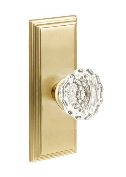Emtek Astoria Crystal Knob with 7 Inch Wilshire Sideplate