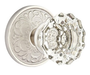 Emtek Astoria Clear Knob With Lancaster Rosette Satin Nickel
