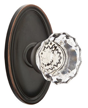 Emtek Astoria Clear Knob With Oval Rosette Flat Black