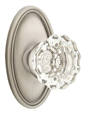 Emtek Astoria Clear Knob With Oval Rosette Satin Nickel