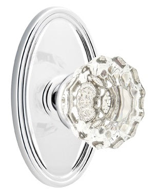 Emtek Astoria Clear Knob With Oval Rosette Polished Chrome