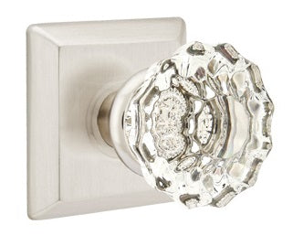 Emtek Astoria Clear Knob With Quincy Rosette Polished Nickel