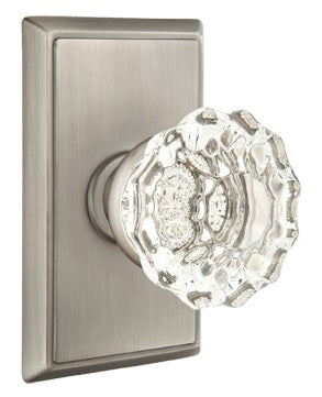 Emtek Astoria Clear Knob With Rectangular Rosette Pewter