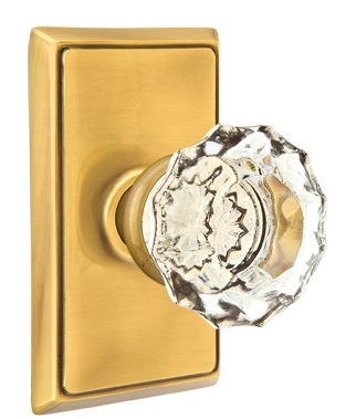 Emtek Astoria Clear Knob With Rectangular Rosette French Antique