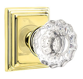 Emtek Astoria Crystal Knob with Wilshire Rosette - Polished Brass