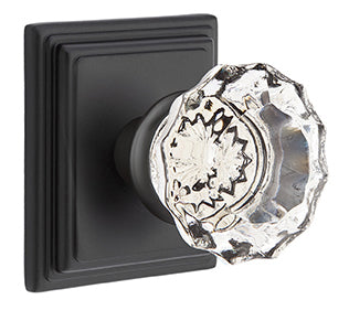Emtek Astoria Crystal Knob with Wilshire Rosette - Flat Black