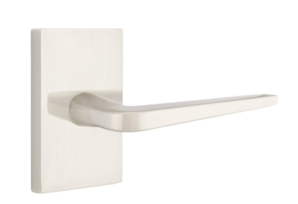 Emtek Athena Door Lever - Modern Rectangular Rosette - Satin Nickel