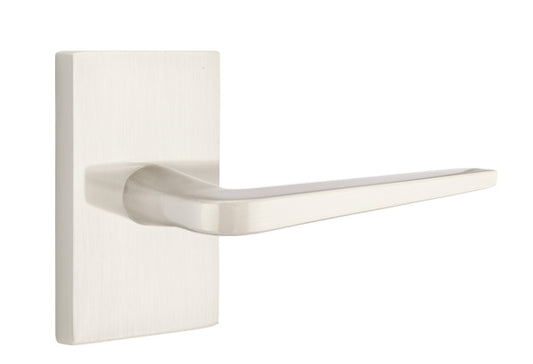 Emtek Athena Door Lever - Modern Rectangular Rosette - Satin Nickel