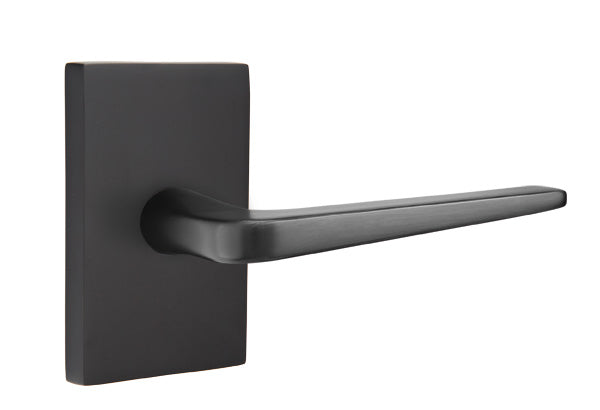 Emtek Brass Athena Lever Flat Black-Modern Rectangular Rosette