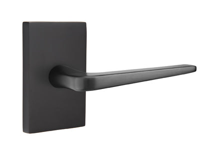 Emtek Brass Athena Lever Flat Black-Modern Rectangular Rosette