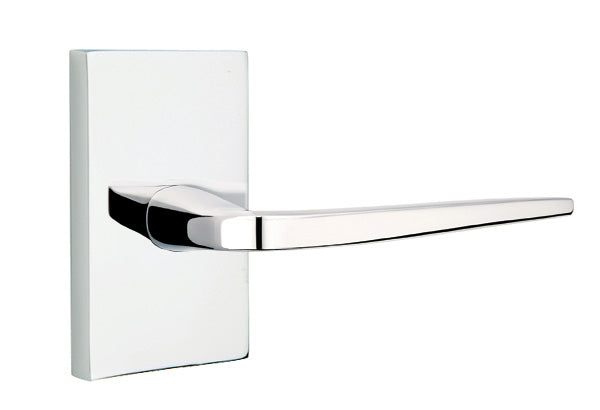 Emtek Brass Athena Lever Polished Chrome-Modern Rectangular Rosette