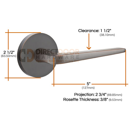Emtek Brass Athena Lever with Disk Rosette Measurements