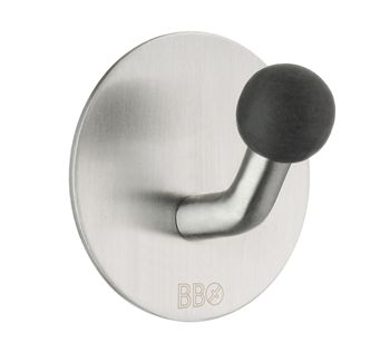 Beslagsboden Design Single Hook Knob In Brushed Stainless Steel/Black 