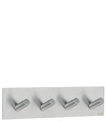 Beslagsboden Design Steel Square Adhesive Quadruple Hook In Brushed Stainless Steel