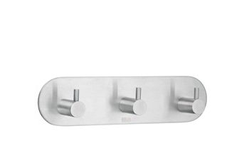 Beslagsboden Design Steel Triple Adhesive Circular Hook In Brushed Stainless Steel