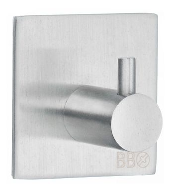 Beslagsboden Design Steel Self-Adhesive Square Hook In Brushed Stainless Steel