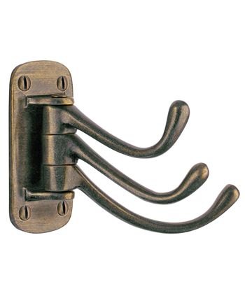 Beslagsboden Classic Triple Swing Arm Hook In Antique Brass