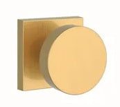 Baldwin Reserve Series Contemporary Knob with Square Rosette - Satin Brass