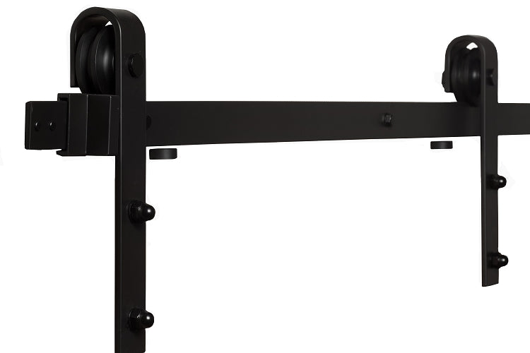 Sure-Loc 96 Inch Strap Roller Barn Door Track System - Flat Black