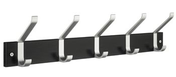 Beslagsboden Profile Collection Five Hook Coat and Hat Rack In Satin Aluminium/Black