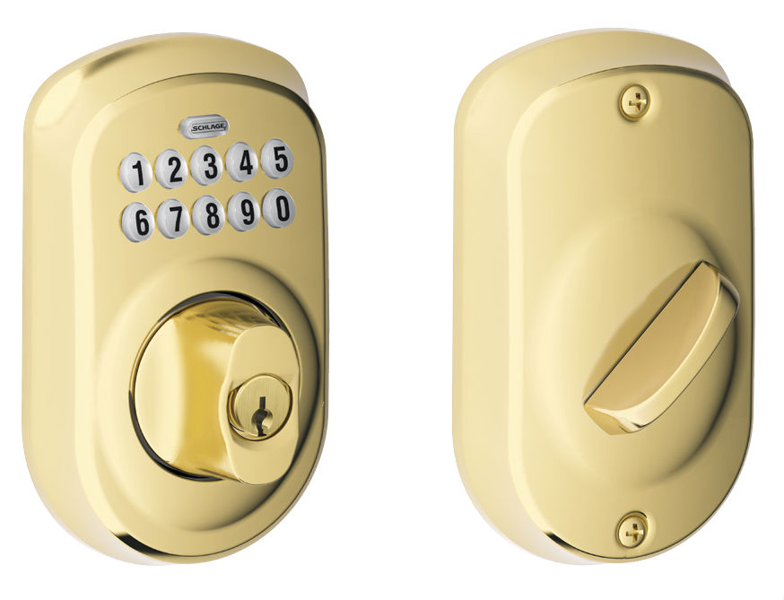 Schlage Plymouth Keyless Deadbolt - Polished Brass